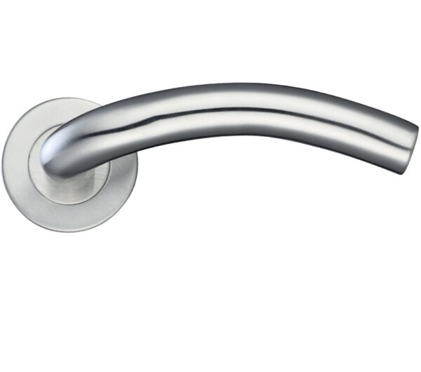 Zoo Hardware Zcs2 Contract Arched Lever On Round Rose, Satin Stainless Steel (Sold In Pairs)