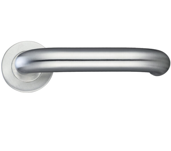 Zoo Hardware Zcs2 Contract Rtd Lever On Round Rose, Satin Stainless Steel (Sold In Pairs)