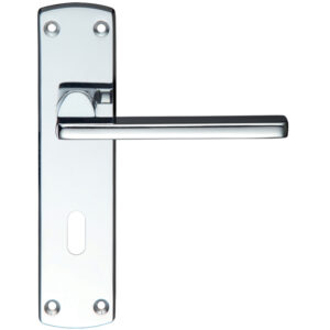 Zoo Hardware Stanza Leon Contract Door Handles On Backplate, Polished Chrome (Sold In Pairs)