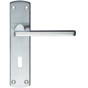 Zoo Hardware Stanza Leon Contract Door Handles On Backplate, Satin Chrome (Sold In Pairs)