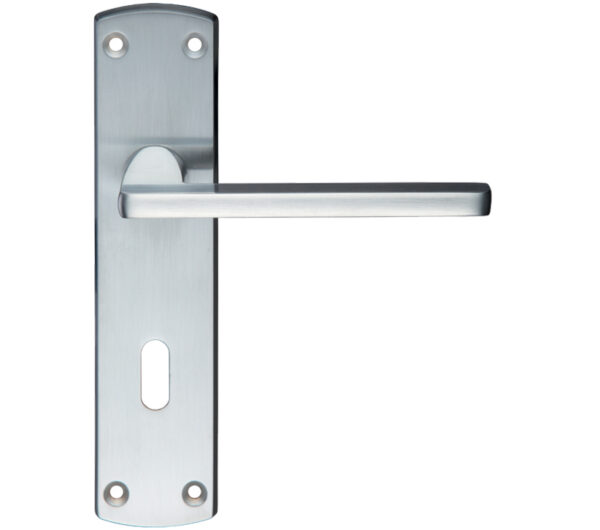 Zoo Hardware Stanza Leon Contract Door Handles On Backplate, Satin Chrome (Sold In Pairs)