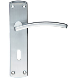 Zoo Hardware Stanza Toledo Contract Door Handles On Backplate, Satin Chrome (Sold In Pairs)