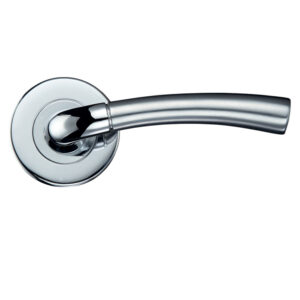 Zoo Hardware Stanza Girona Contract Lever On Round Rose, Dual Finish Satin Chrome & Polished Chrome (Sold In Pairs)