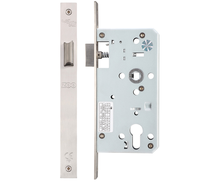 Zoo Hardware Vier 72Mm C/C Din Latch (Square Or Radius Profile), Satin Stainless Steel