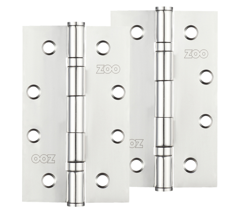 Zoo Hardware 4 Inch Grade 201 Slim Knuckle Bearing Hinge, Polished Stainless Steel (Sold In Pairs)