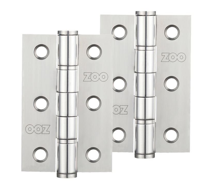 Zoo Hardware 3 Inch Grade 201 Washered Hinge, Polished Stainless Steel (Sold In Pairs)