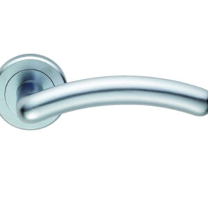 Serozzetta Noxia Door Handles On Round Rose, Satin Chrome (Sold In Pairs)