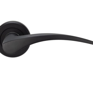 Serozzetta Olivier Door Handles On Round Rose, Matt Black (Sold In Pairs)