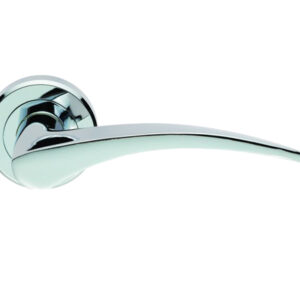 Serozzetta Olivier Door Handles On Round Rose, Polished Chrome - (Sold In Pairs)