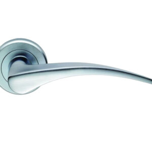 Serozzetta Olivier Door Handles On Round Rose, Satin Chrome - (Sold In Pairs)