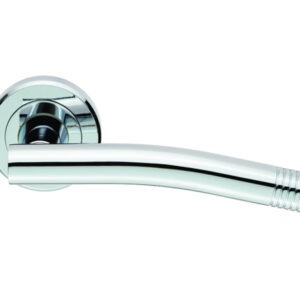 Serozzetta Carolina Door Handles On Round Rose, Polished Chrome (Sold In Pairs)