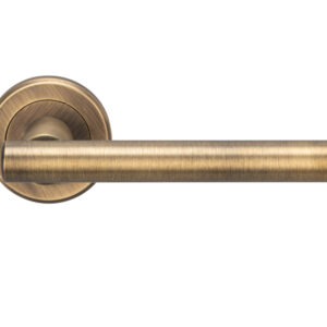 Serozzetta Philadelphia Door Handles On Round Rose, Antique Brass - (Sold In Pairs)