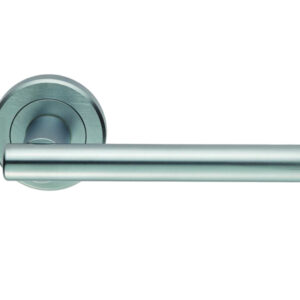 Serozzetta Philadelphia Door Handles On Round Rose, Satin Chrome - (Sold In Pairs)