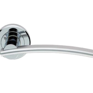 Serozzetta Cumulus Door Handles On Round Rose, Dual Finish Polished Chrome & Satin Chrome - (Sold In Pairs)