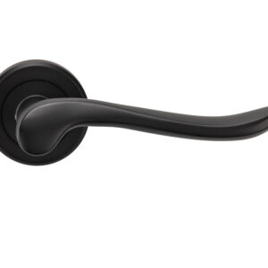 Serozzetta Verdun Door Handles On Round Rose, Matt Black - (Sold In Pairs)