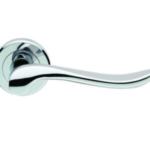 Serozzetta Verdun Door Handles On Round Rose, Polished Chrome - (Sold In Pairs)