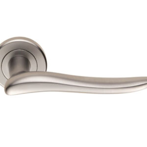 Serozzetta Marissa Door Handles On Round Rose, Satin Chrome (Sold In Pairs)