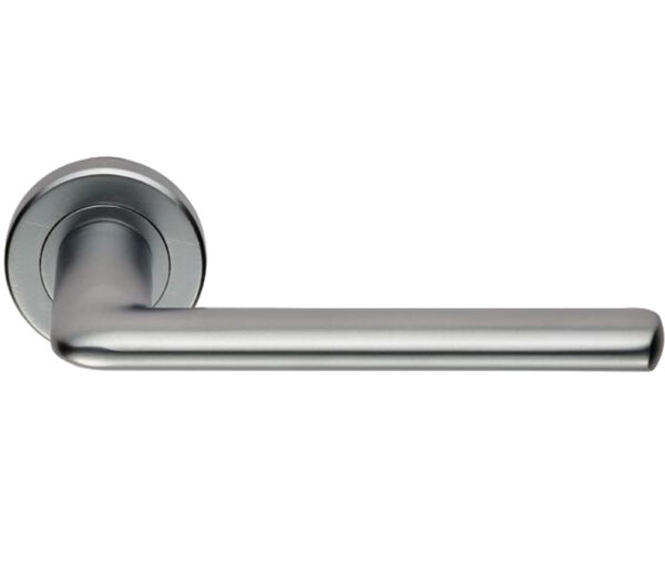 Serozzetta Manon Door Handles On Round Rose, Satin Chrome - (Sold In Pairs)