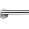 Zoo Hardware Zps Mitred Lever On Round Rose, Satin Stainless Steel (Sold In Pairs)