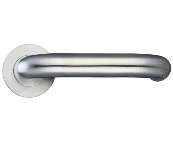 Zoo Hardware Zps Rtd Lever On Round Rose, Satin Stainless Steel (Sold In Pairs)