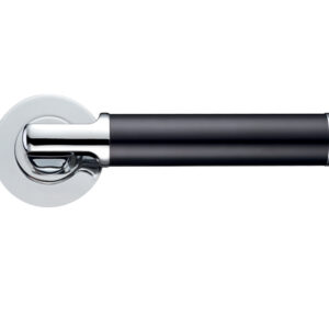 Zoo Hardware Stanza Milan Lever On Round Rose, Dual Finish Polished Chrome & Matt Black (Sold In Pairs)