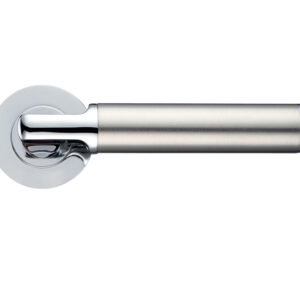 Zoo Hardware Stanza Milan Lever On Round Rose, Dual Finish Polished Chrome & Satin Chrome (Sold In Pairs)