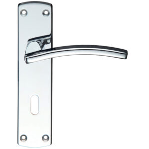 Zoo Hardware Stanza Toledo Contract Door Handles On Backplate, Polished Chrome (Sold In Pairs)