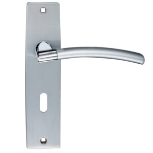 Zoo Hardware Stanza Amalfi Door Handles On Backplate, Dual Finish Satin Chrome & Polished Chrome (Sold In Pairs)