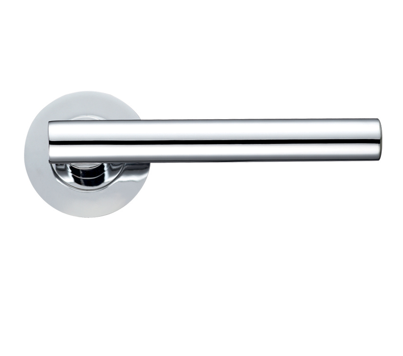 Zoo Hardware Stanza Lucca Lever On Round Rose, Polished Chrome (Sold In Pairs)