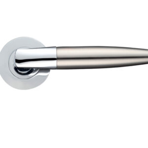 Zoo Hardware Stanza Atlanta Lever On Round Rose, Dual Finish Polished Chrome & Satin Nickel (Sold In Pairs)