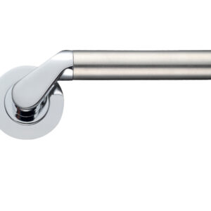 Zoo Hardware Stanza Venus Lever On Round Rose, Dual Finish Polished Chrome & Satin Chrome (Sold In Pairs)