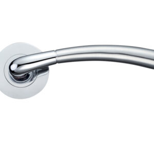 Zoo Hardware Stanza Saturn Lever On Round Rose, Dual Finish Satin Chrome & Polished Chrome (Sold In Pairs)