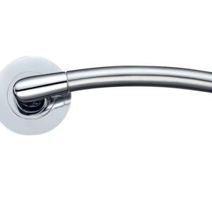 Zoo Hardware Stanza Olympus Lever On Round Rose, Dual Finish Satin Chrome & Polished Chrome (Sold In Pairs)