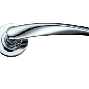 Zoo Hardware Stanza Vesta Lever On Round Rose, Polished Chrome (Sold In Pairs)