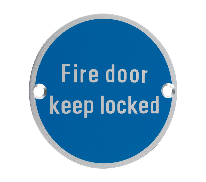 Zoo Hardware Zsa Door Sign - Fire Door Keep Locked, Satin Aluminium