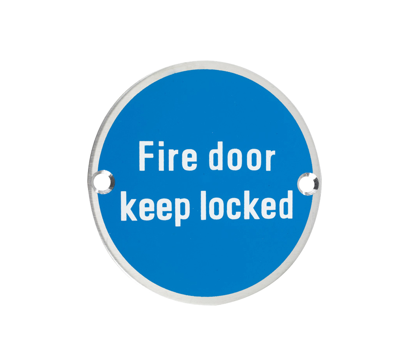 Zoo Hardware Zss Door Sign - Fire Door Keep Locked, Polished Stainless Steel