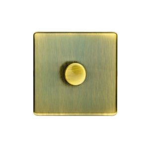 Eurolite Ab1D400 1 Gang 400W Push On Off 2Way Dimmer Flat Concealed Antique Plate Matching Knob