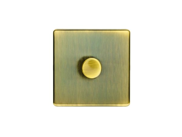 Eurolite Ab1D400 1 Gang 400W Push On Off 2Way Dimmer Flat Concealed Antique Plate Matching Knob