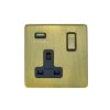 Eurolite Ab1Usbb 1 Gang 13Amp Dp Switched Socket With 2.1 Amp Usb Outlet Flat Concealed Antique Plate Matching Rocker