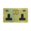 Eurolite Ab2Usbb 2 Gang 13Amp Switched Socket With Combined 3.1 Amp Usb Outlet Flat Concealed Antique Plate Matching Rockers