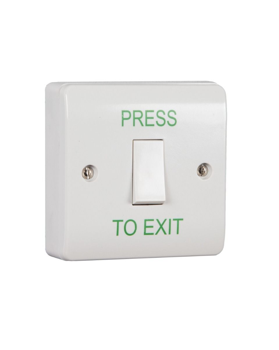 Zoo Hardware Standard Retractable Switch Button c/w White Back Box - "Press to Exit" EBLS/PTE