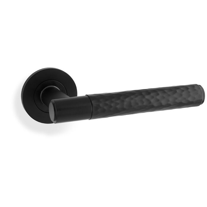 Alexander And Wilks Spitfire Lever Hammered On 50X6mm Rose Matt Black AW223BL