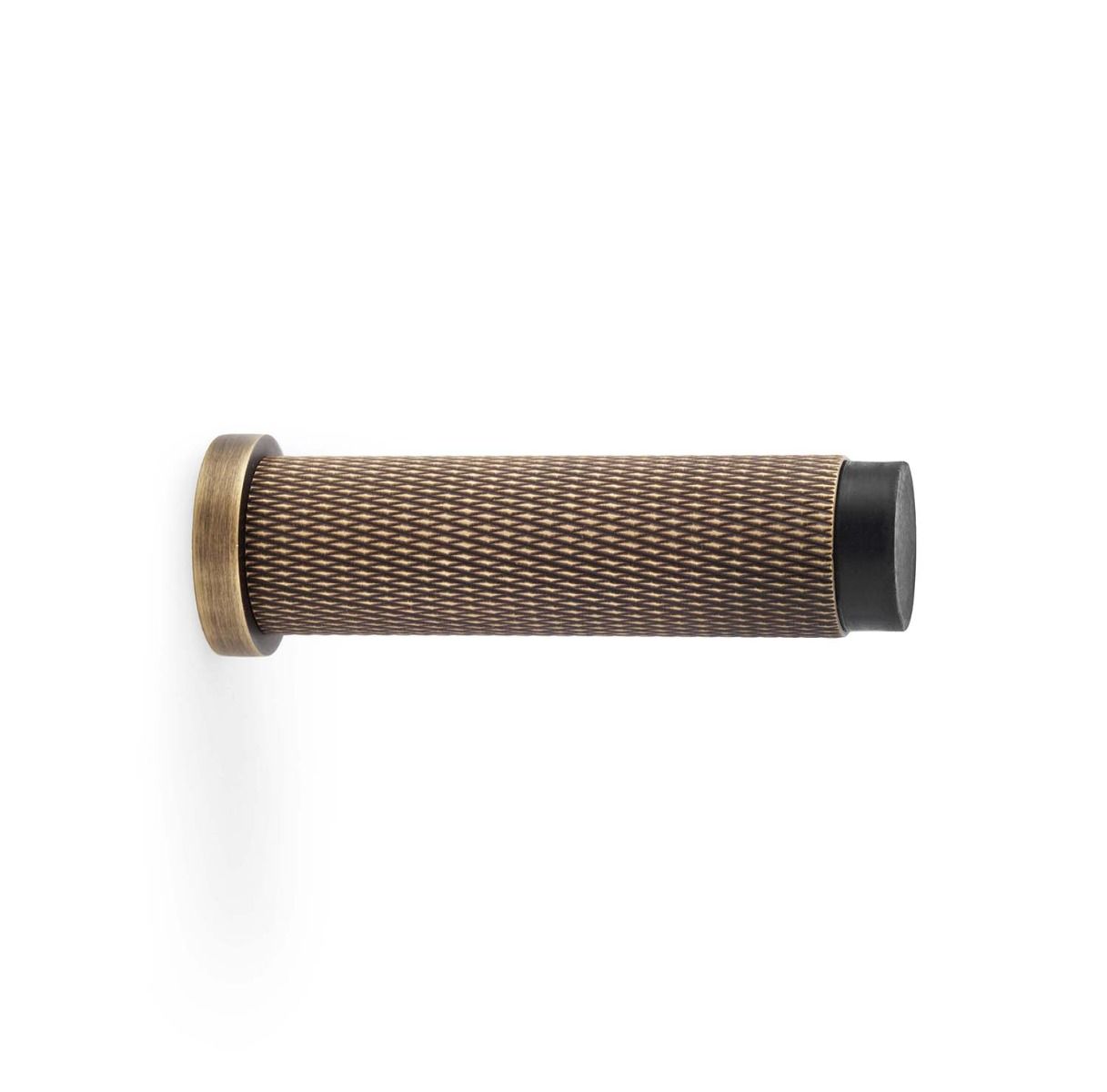 Alexander And Wilks Brunel Diamond Knurled 75mm Cylinder Doorstop Ant Brass AW600-75-AB