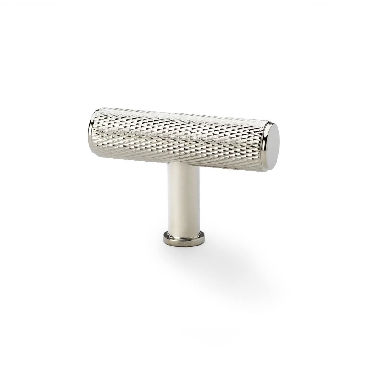 Alexander & Wilks Crispin Knurled T-Bar Cupboard Knob - 55Mm AW801-55-PN Polished Nickel