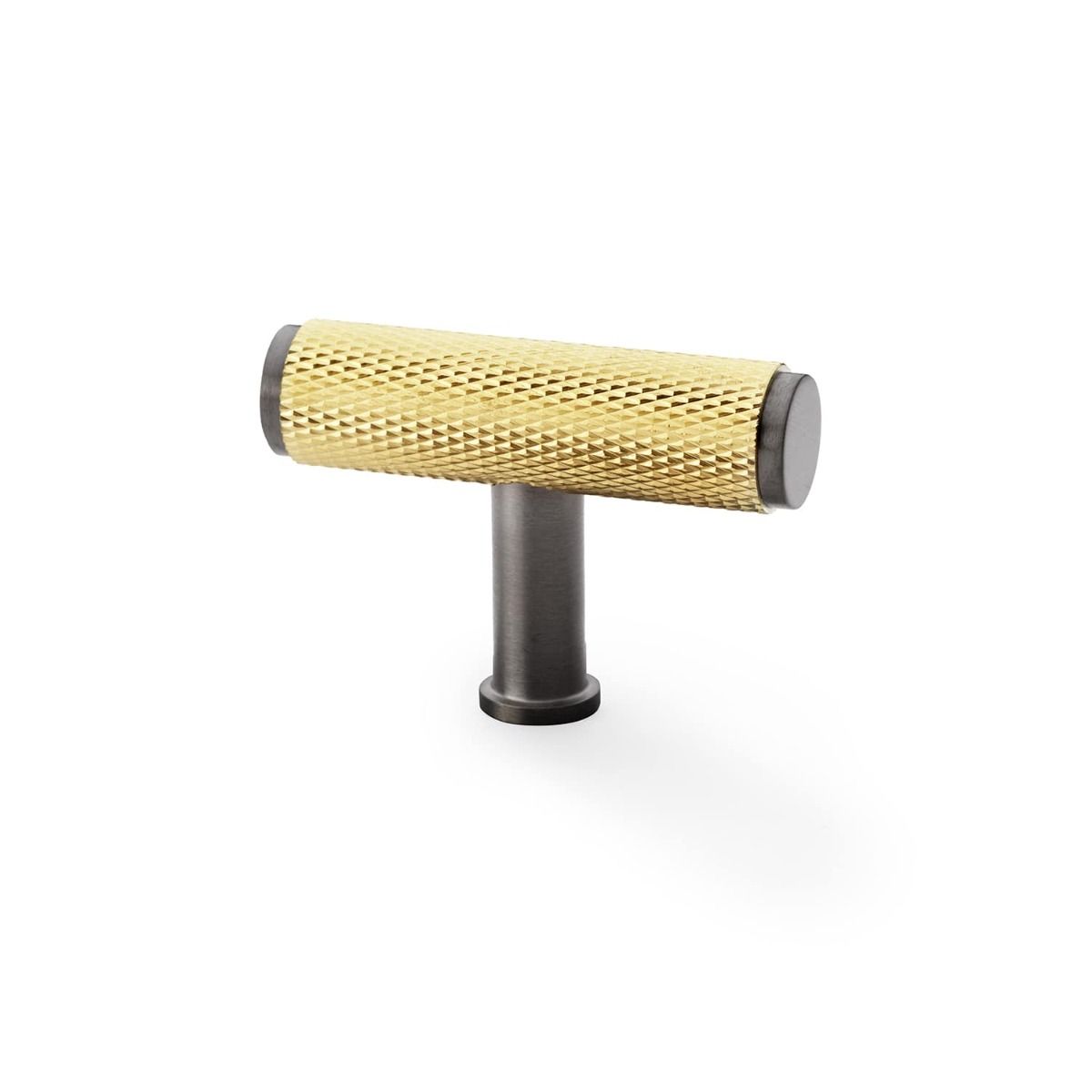 Alexander And Wilks Knurled T-Bar Cupboard Knob 55mm Satin Brass / Dark Bronze Pvd AW801D-55-SBPVD/DBZPVD