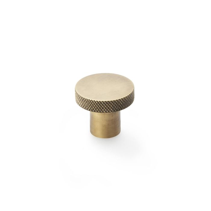 Alexander & Wilks Hanover Knurled Circular Cupboard Knob 38Mm AW802-38-AB Antique Brass