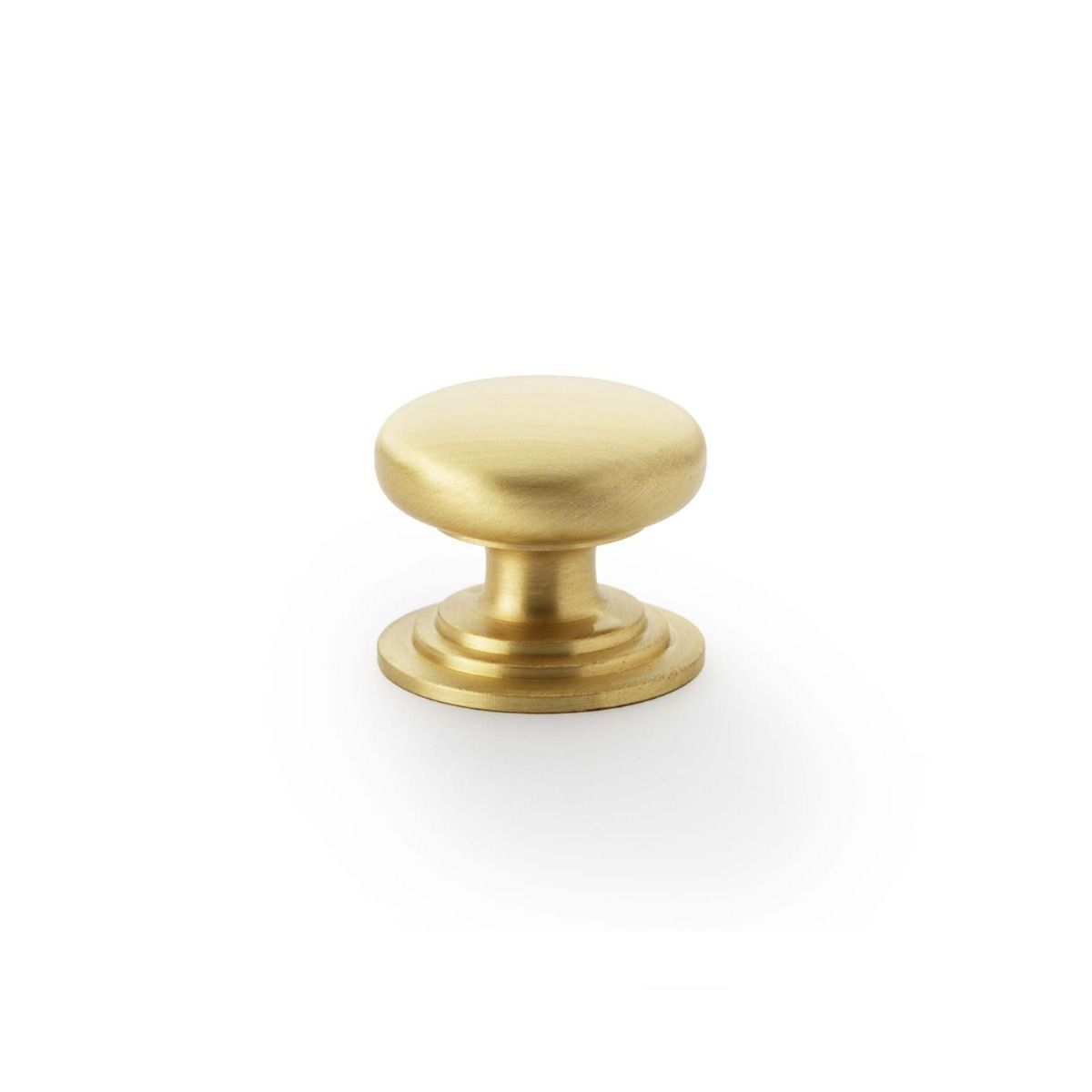 Alexander And Wilks 32mm Rnd Cup Knob Integral Stepped Rose Satin Brass AW825-32-SB