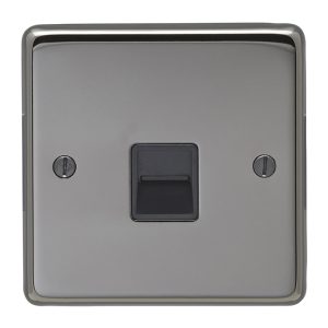 Eurolite Bn1Mb 1 Gang Master Telephone Socket Round Edge Black Nickel Plate Black Interior