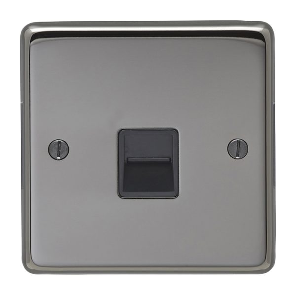 Eurolite Bn1Mb 1 Gang Master Telephone Socket Round Edge Black Nickel Plate Black Interior