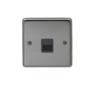 Eurolite Bn1Slb 1 Gang Slave Telephone Socket Round Edge Black Nickel Plate Black Interior